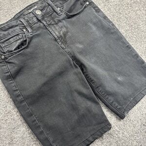 Bebe Women's Black‎ Denim Shorts Size 27 Made in USA Casual Stretch Jean Cutoff